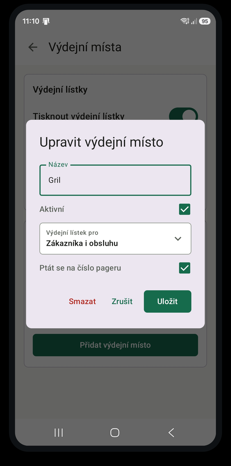 Úprava výdejního místa