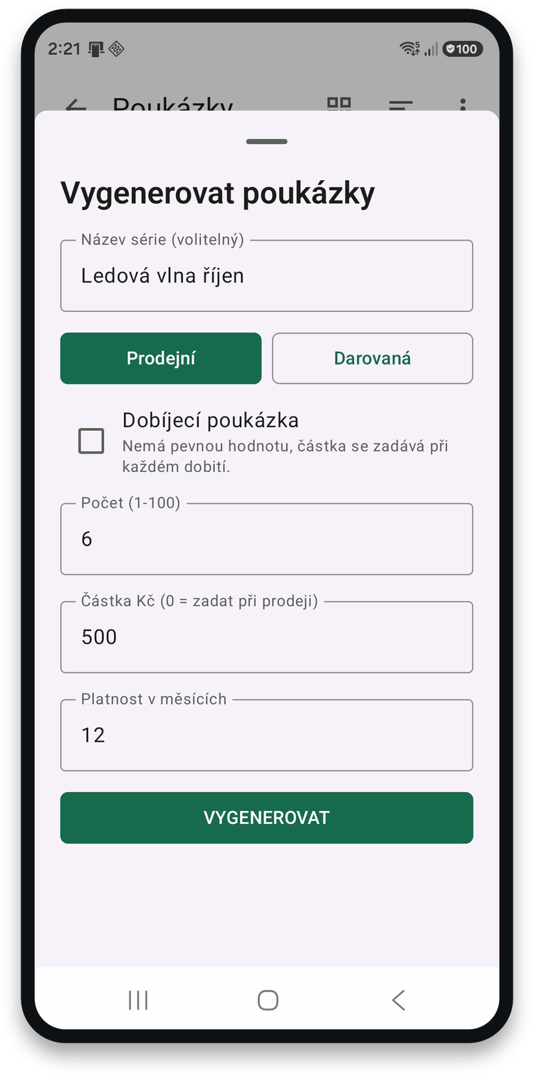 Volba mezi prodejní a darovanou poukázkou