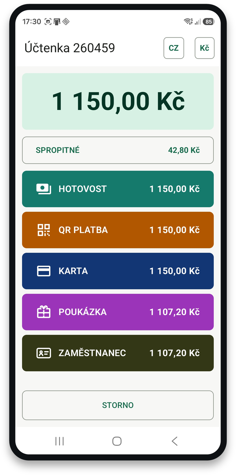 Přehled plateb se zadaným spropitným