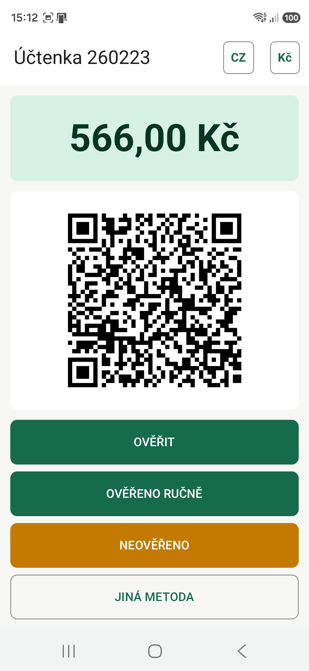 QR platba pro zákazníka